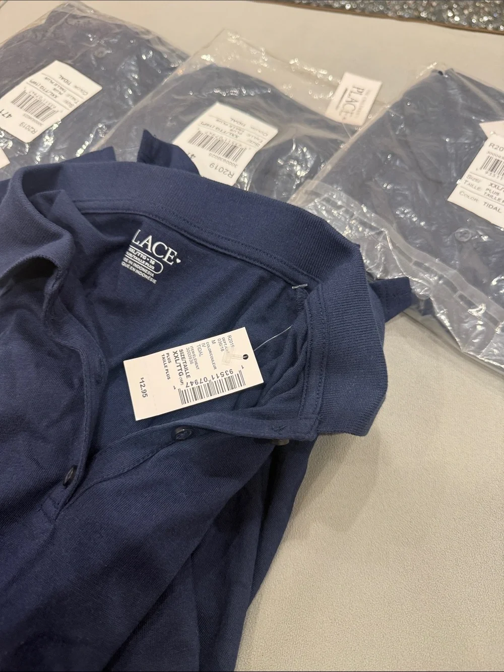 Lot of 4 The children’s place Girls Uniform Soft Stretch Pique Polo - Blue